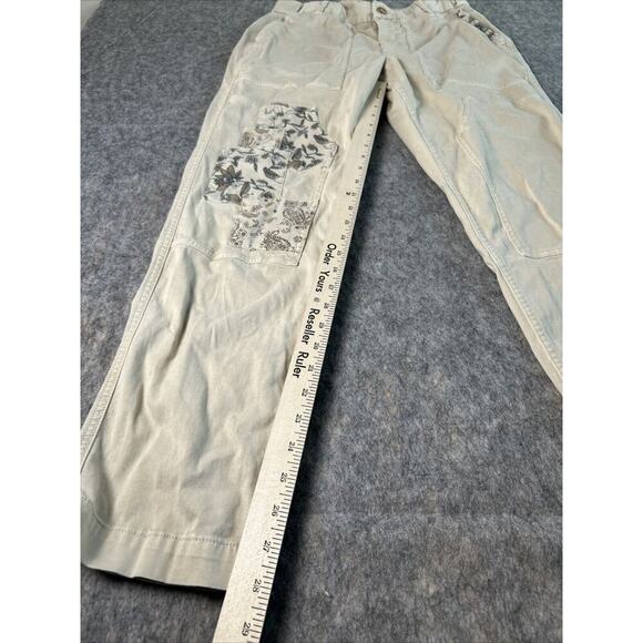 Coldwater Creek Womens Casual Pants Size 10 Khaki Tan Pockets Floral Paisley - Picture 2 of 9
